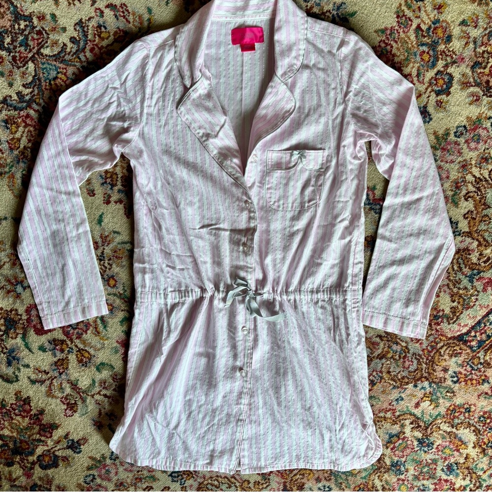 Victorias Secret Pink Striped Button-Up Robe